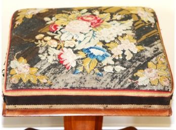 Very Pretty Vintage Floral Needlepoint Piano Stool Made From Quality Wood