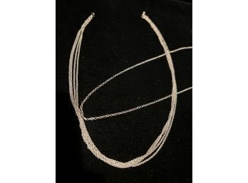 14k WG Two 16' Fine Link Necklaces: 1 Three Strand, 1 Single Strand,