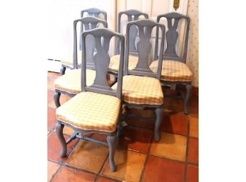 Set Of 6 Painted Chairs As Pictured, Age-Appropriate Wear Scratches On Feet