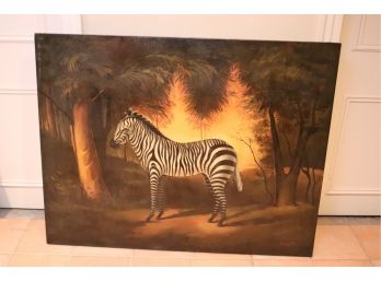 Large Zebra Painting On Canvas By Rossetti