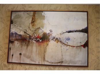 Unique Abstract Painting Signed By The Artist Encased In A Quality Wood Frame By D. Cavauis? 61 Inches X 42 In