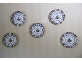 Set Of Pretty Wall Plates Fan Border LB With Hangers