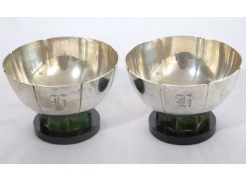 Pair Of Wallace Sterling Silver Scalloped Candy/ Nut Bowls W/ Resin Footings