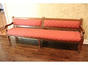 Fabulous American Federal Style Bench With Custom Checkered Fabric & Nail Head Accents, Great Piece!