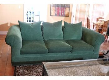 Kreiss' Collection Down Filled Green Sofa With Pillows