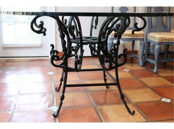 Fabulous Heavy Wrought Iron Table With A Glass Top
