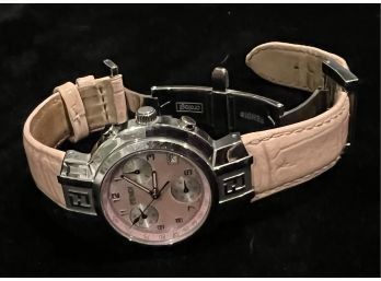 Fendi Orologi Ladies Stainless Steel Chronograph Quartz Watch With Pink  MOP Face