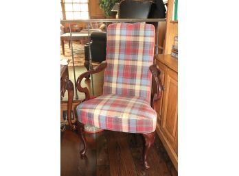 Hancock & Moore Accent Chair With Plaid Upholstery, Unique Design