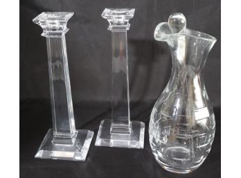 Gorgeous Tiffany & Co Crystal Candlesticks Includes John Rocha Waterford Carafe