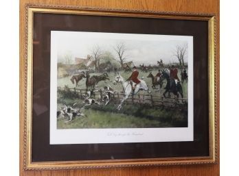 'Full Cry Through The Homestead' Print Copyright 1909 Savory LTD Park Row Studios In Quality Matted Frame