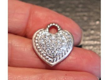 18K WG Judith Ripka Diamond Heart Pendant