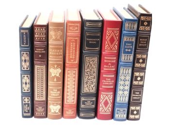 Set Of 8 Leather Bound Books By The Franklin Company With Aesop, Irving, Balzac, Nabokov, & More