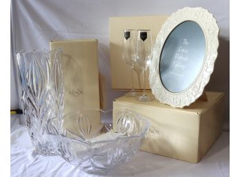 Vintage Lenox Assortment With Crystal Vase, Serving Bowl, Porcelain Frame & More