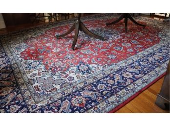 Tabriz Design Hand Made Wool Area Rug / Carpet In Rich Jewel Tones Of Blue & Red