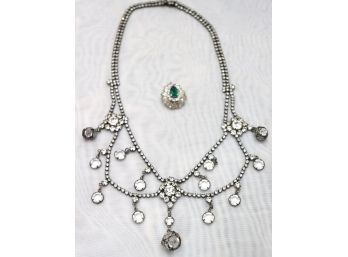 Elegant Belle Epoch Style Rhinestone Necklace & Panetta Pendant