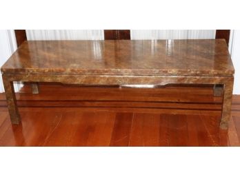 Ming / Parsons Style Marbleized Design Coffee Table 1970- Most Likely Thomasville