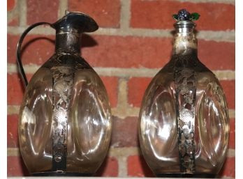 Vintage Haig Pinch Liquor Bottles With Silver Overlay