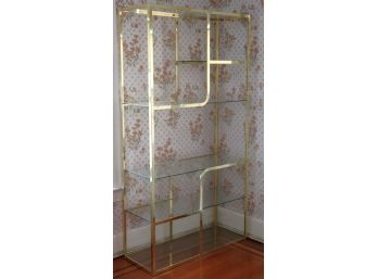 Funky Midcentury Modern Etagere With Brass & Glass