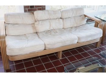 Vintage Ficks Reed Bamboo Sofa With Original Cushions