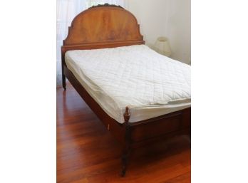 Flame Mahogany 1920s Era Full Size Bed With Curved Headboard
