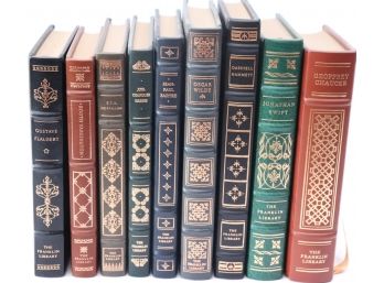 Set Of 9 Leather Bound Books By The Franklin Library With Swift, Wilde, Sartre, Flaubert & More