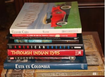 Lot Of 9 Vintage Hard Cover & Soft Cover Books With Classic Cars, Frida Kahlo, Churches & More