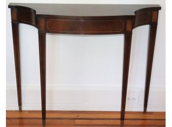 Vintage Duncan Phyfe Style Narrow Mahogany Console Table With Inlaid Banding