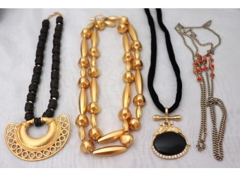 Lot Of 4 Costume Necklaces With Chunky Gold Tone Anne Klein, & More