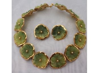 Kenneth Jay Lane Vintage Choker Necklace & Clip Earrings Set
