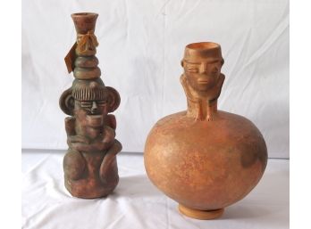 Vintage Pre-Colombian Style Artifacts With Figural Designs