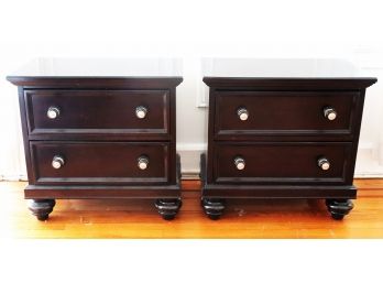 Pair Of Ebonized 2 Drawer Nightstands By Rivers Edge Furniture Co