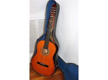 Vintage Acoustic Guitar With Carrying Case Made In Korea