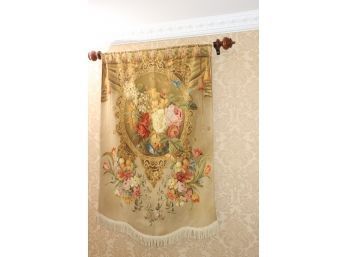 Aubusson Tapestry Wall Hanging With Floral Motif