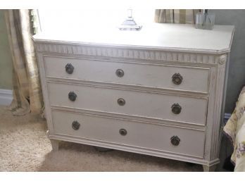 Directoire French Style Painted Dresser With Lion Faces & Ribbon Top Handles