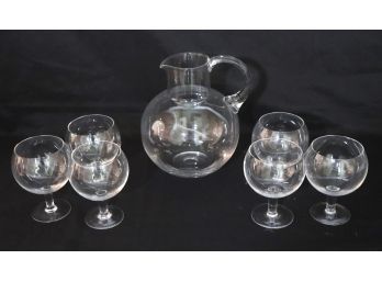 Tiffany & Co. Glass Refresher Pitcher & 6 Glasses