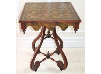 Theodore Alexander Harlequin Style Side Table With Decorative Top