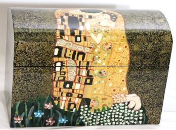 Large Hand Painted Box Featuring The Kiss By Gustav Klimt