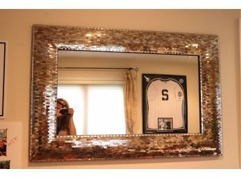 Antiqued Glass Mosaic Mirror With Contemporary Flair