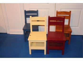 Set Of 4 Colorful Wooden Kids Chairs By Land Of Nod