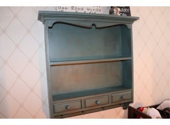 Painted Wall Shelf With Peg Hangers