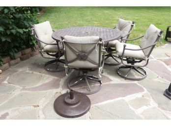 Atlantic Shores Outdoor Aluminum Patio Set With Round Table & 4 Swivel Chairs