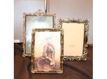 Lot Of Three Tizo Design Picture Frames With Bejeweled Borders