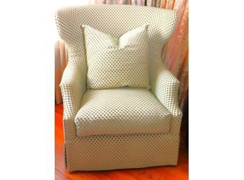 Marge Carson Furniture Oversized Wing Chair With Sage Diamond Fabric