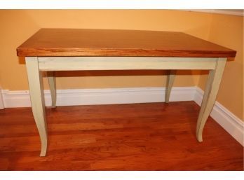 Domain Furniture Dining Table With Natural Wood Top & Sage Color Legs