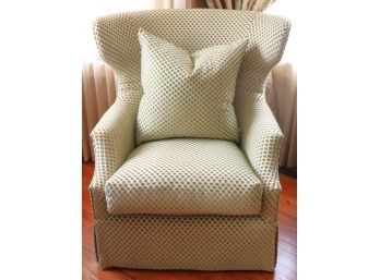 Marge Carson Furniture Oversized Wing Chair With Sage Diamond Fabric