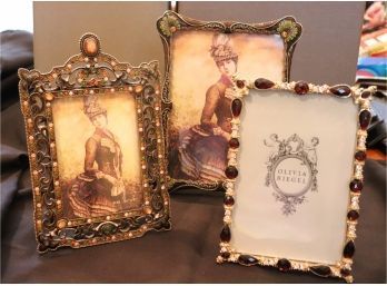 Olivia Riegel Picture Frame & 2 Tizo Frames With Bejeweled Victorian Style Borders