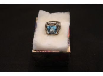 David Yurman Sterling Silver Ring With Aquamarine Stone