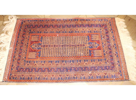 Antique Hand Made Oriental Prayer Rug In Rich Jewel Tone Colors