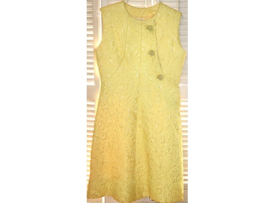 Vintage GIVENCHY Yellow Brocade Sleeveless Dress