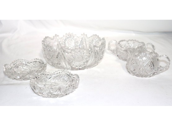 Lot Of Beautiful Vintage Cut Crystal Items With Intricately Detailed Bowl & More